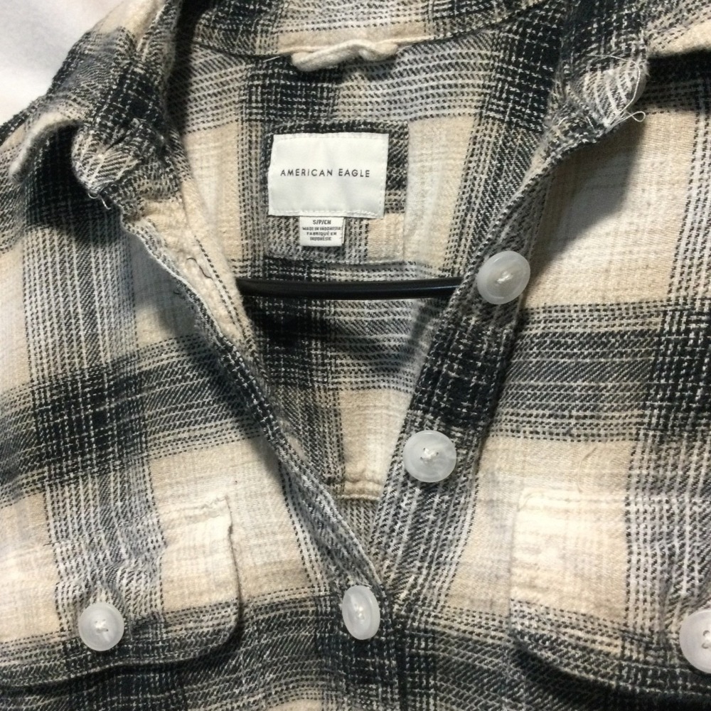 American Eagle Plaid Flannel Shirt Button Down Oversized size S - Picture 2 of 4
